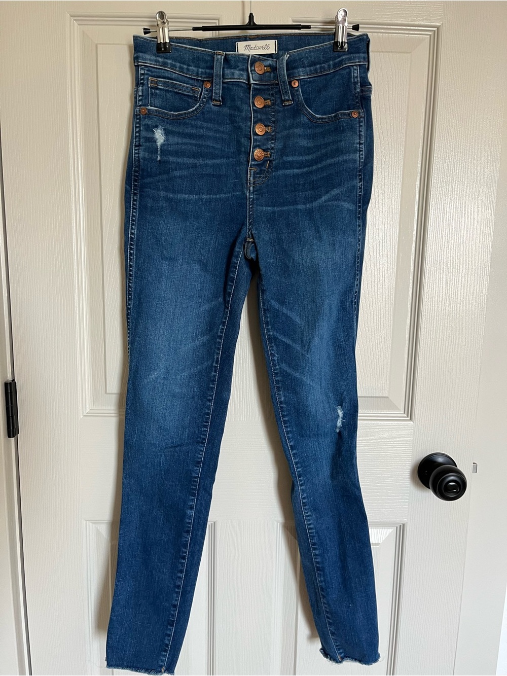 Madewell High-Rise Button-Fly Jeans in Deep Blue Denim